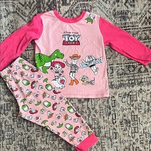 Disney Toy Story Pink Kids Pajama Set - Character Top & Printed Pants